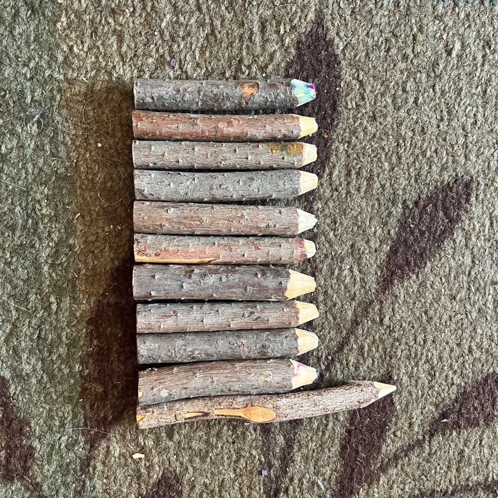 Rustic Brown and Red Wooden Sticks Set